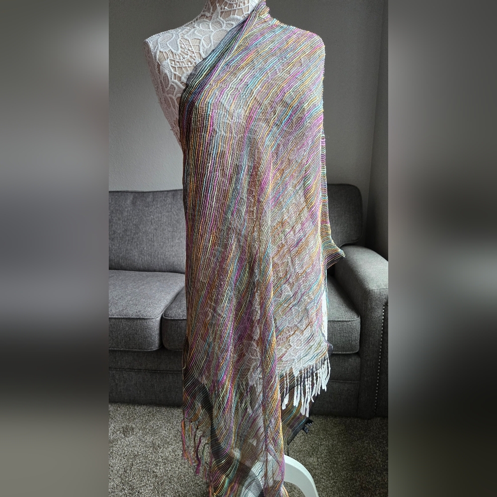 Egon Furstenberg Translucent Multicolored Rectangular Scarf - Picture 2 of 12